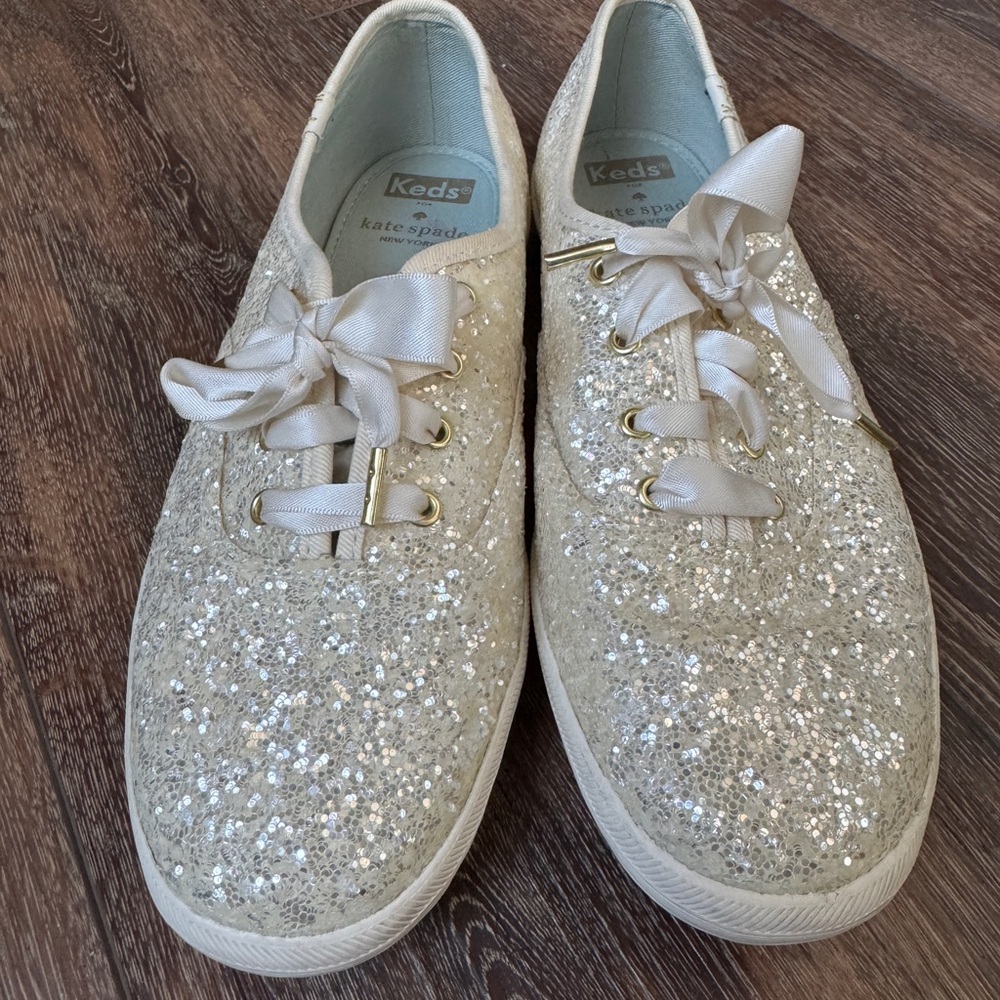 Keds Women's Glitter Sneakers - Cream - Picture 3 of 4